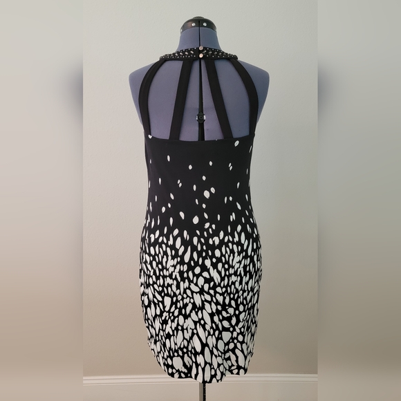 WHBM B&W Shift Dress Wt Bck Detailing Size Small - Picture 2 of 3